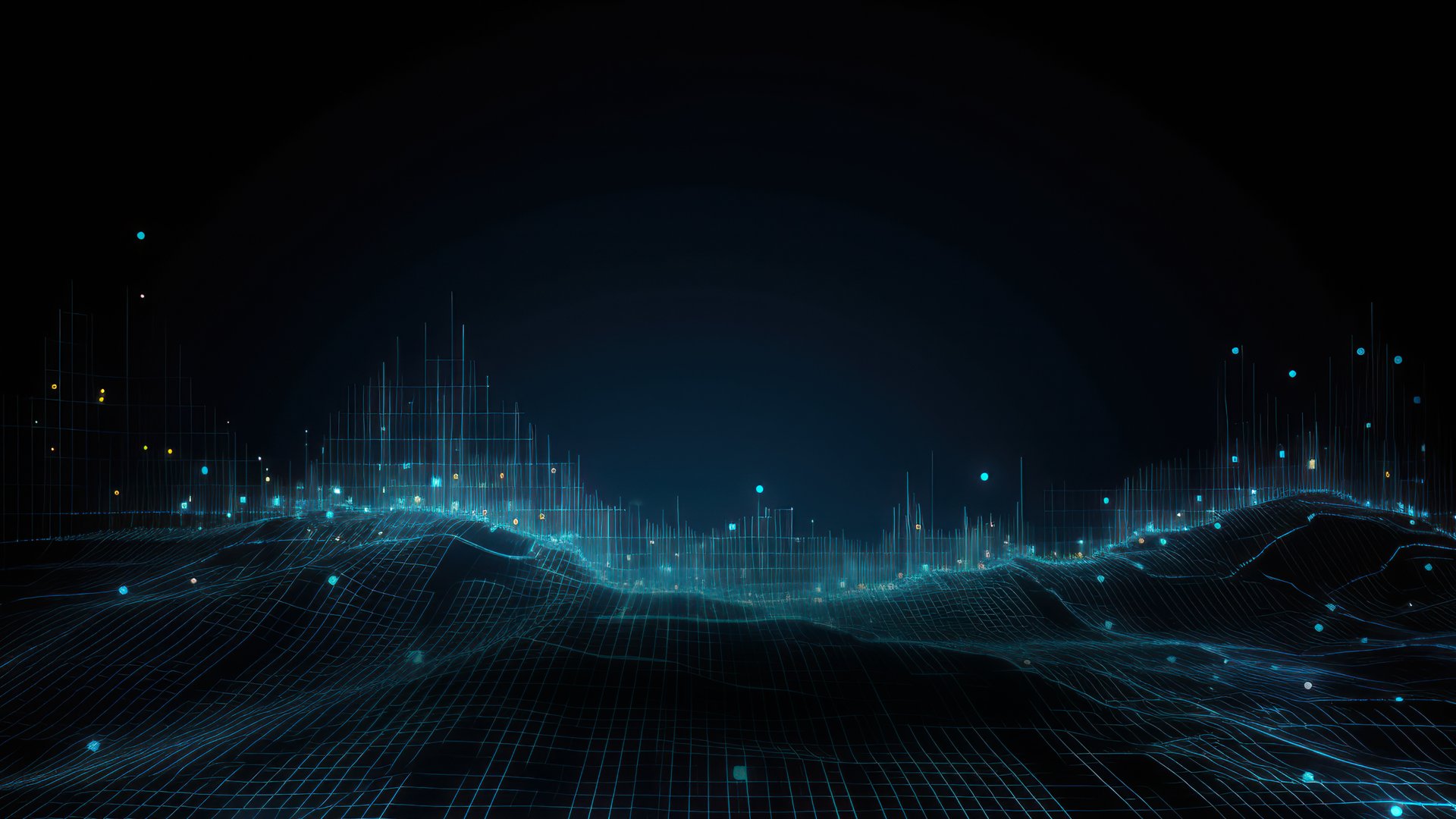 Advanced AI technology network visualization with interconnected nodes, data streams, and digital transformation elements representing Maxiconn's innovative solutions